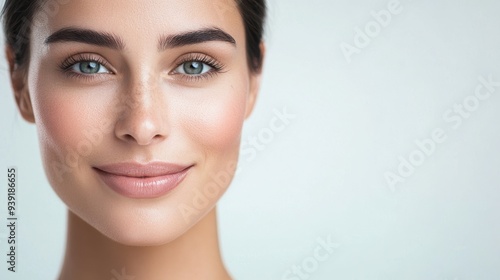 Radiant Complexion: Portrait of Woman with Flawless Skin and Natural Makeup