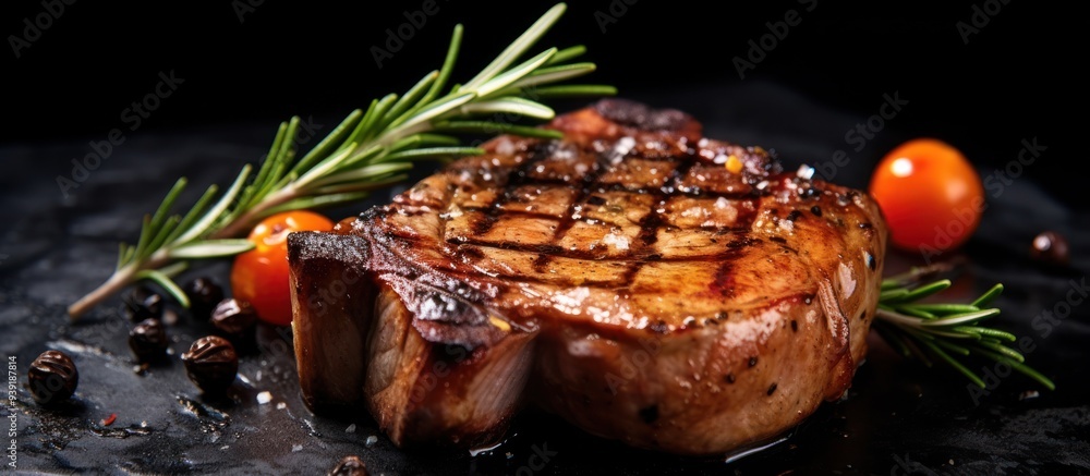 Grilled Pork Chop with Rosemary and Tomatoes Grilled Pork Chop with Rosemary and Tomatoes