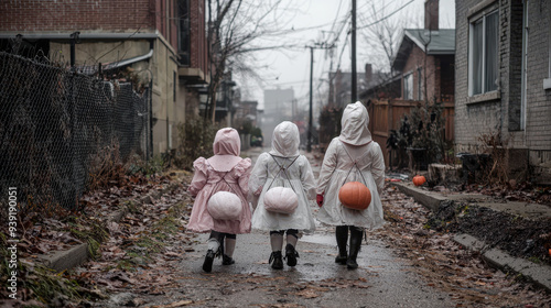 Wallpaper Mural Haunting Halloween Night A Glowing Jack-O'-Lantern Stands Guard Before a Spooky Fog-Enveloped Haunted House Under the Full Moon, Creating the Perfect Eerie Atmosphere. Torontodigital.ca