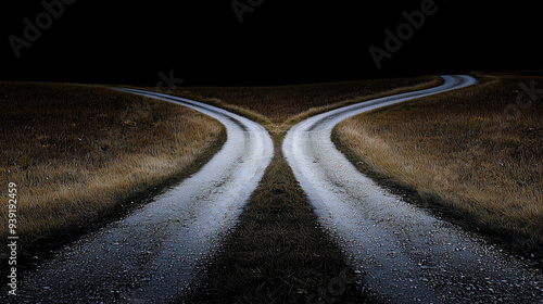 Thought-provoking image of a road splitting into two paths
