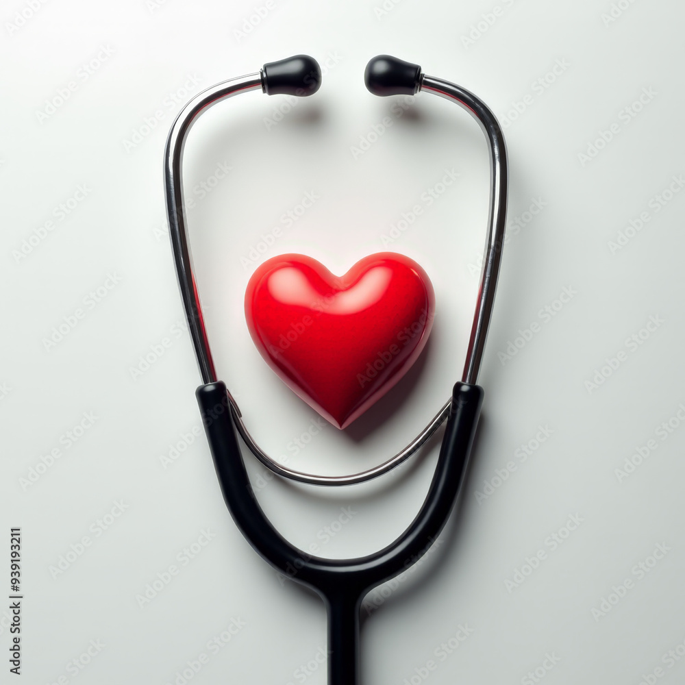 Stethoscope Red Heart Top View Stethoscope Red Heart Top View