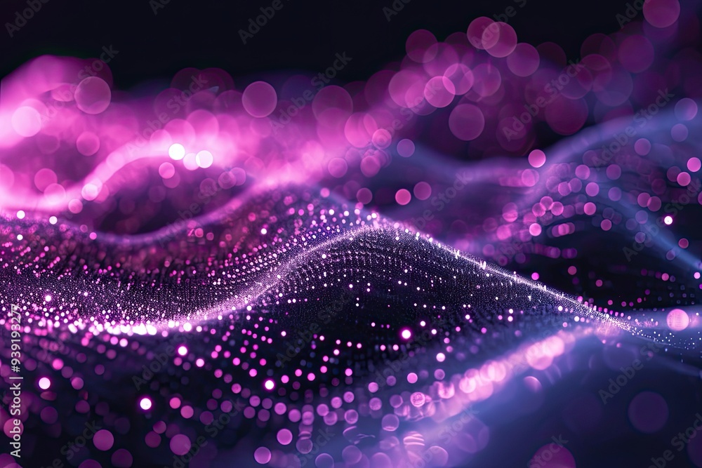 Digital purple particles wave and light abstract background with shining particles Digital purple particles wave and light abstract background with shining particles