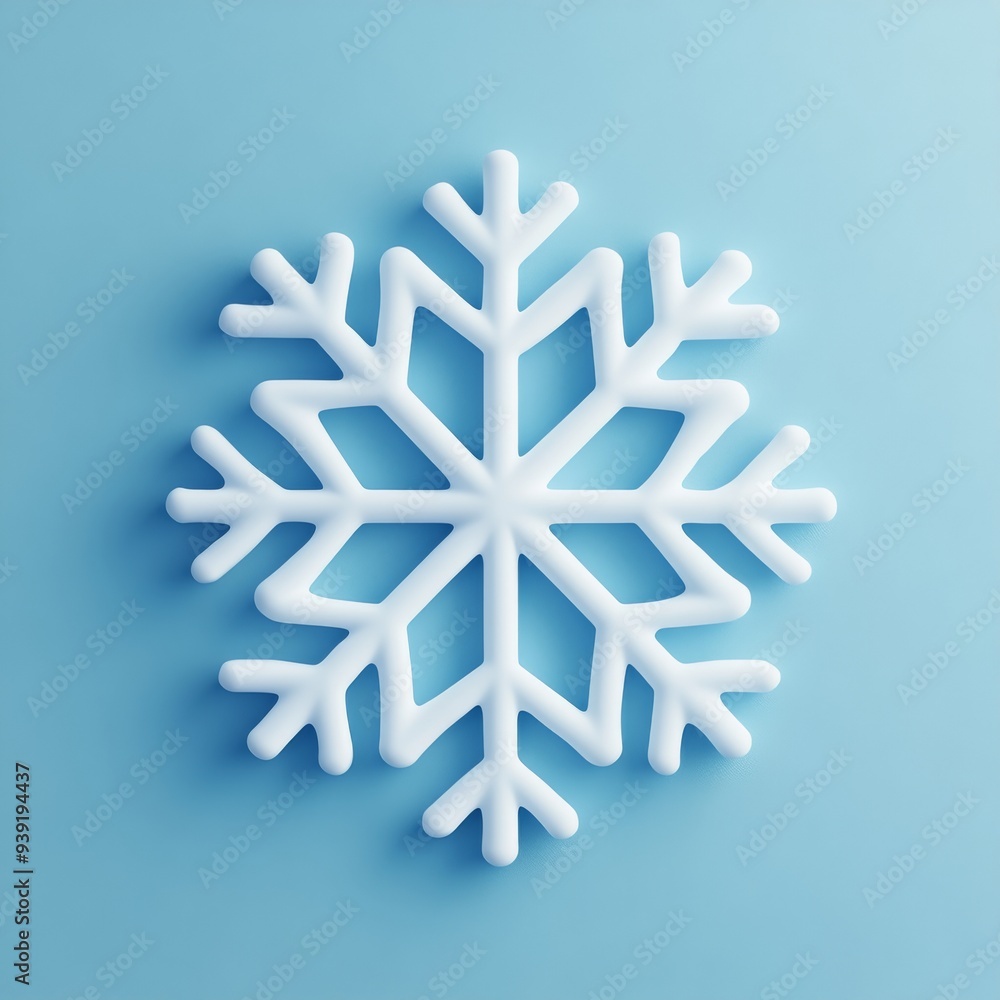 A 3D single icon of a snowflake with intricate details representing cold winter weather designed in a simple and elegant style A 3D single icon of a snowflake with intricate details representing cold winter weather designed in a simple and elegant style