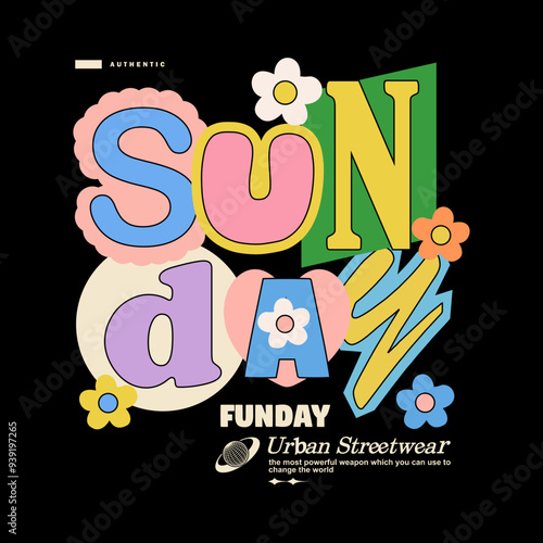 ransom note sunday funday t shirt design, vector graphic, typographic poster or tshirts street wear and Urban style	
