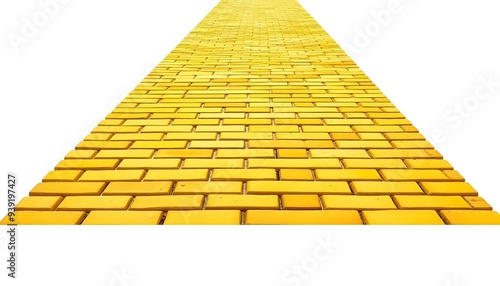 A yellow brick road isolated on a white background