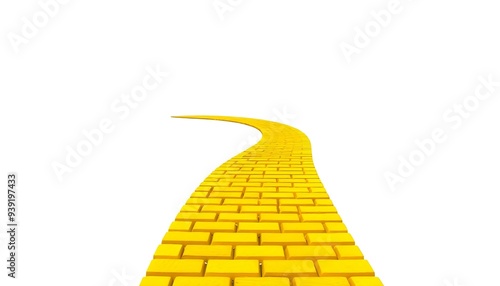 A yellow brick road isolated on a white background