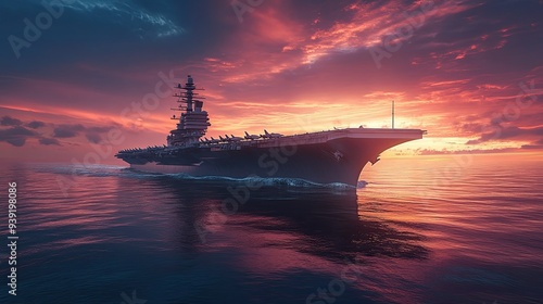 Aircraft carrier military warship  navy 3D rendering ship