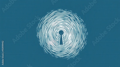 Wallpaper Mural Fingerprint Keyhole Symbolizing Data Privacy and Security in Digital Age - Conceptual Illustration on Blue Background Torontodigital.ca