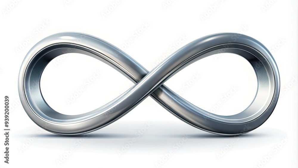 Sleek infinity symbol in a futuristic vector design, set against a clean white background, conveying endless possibilities and eternal connections in a modern style. Sleek infinity symbol in a futuristic vector design, set against a clean white background, conveying endless possibilities and eternal connections in a modern style.