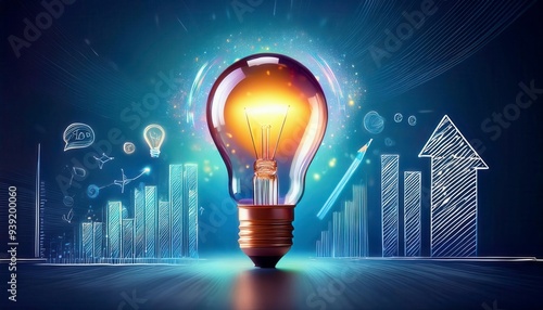 Bright new idea concept. Back to school light bulb idea. Generated image