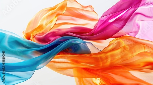 Burst of colorful silk scarves