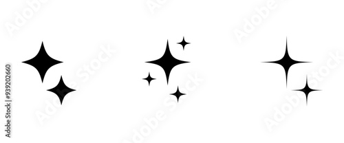 Retro futuristic sparkle icons collection set. Set of star shapes. Abstract cool shine effect sign vector design. Templates for design, posters, projects, banners, logo, and business cards