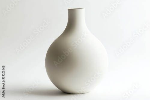 White Ceramic Vase with a Round Base and Narrow Neck