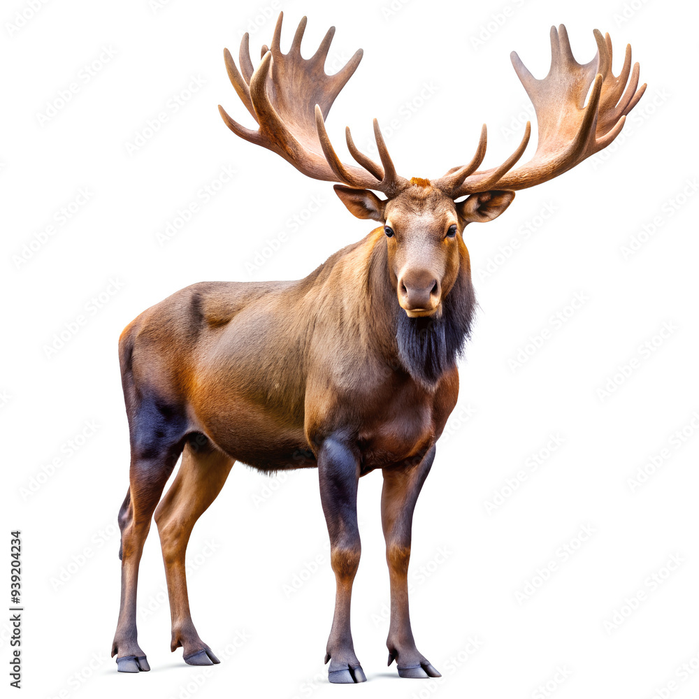 Moose standing tall, isolated on white background Moose standing tall, isolated on white background