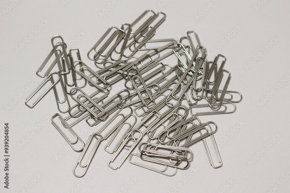 Metallic paper clips isolated on a white background Metallic paper clips isolated on a white background