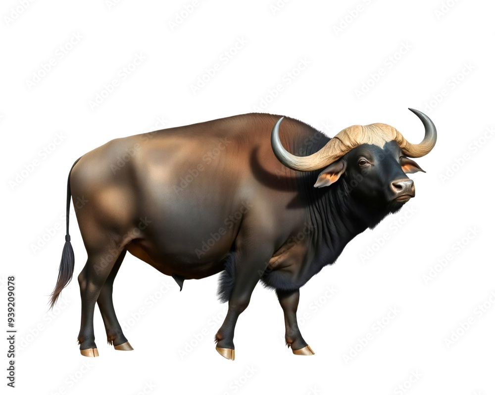 Naklejka premium Wild buffalo on white background. Generative AI Illustration
