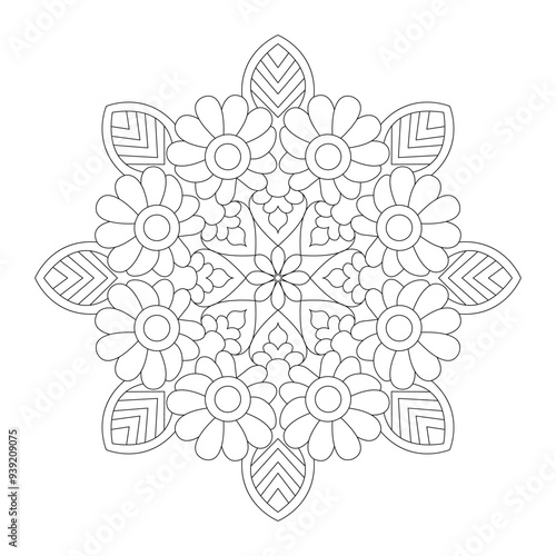 fleur facile Image vectorielle mandala design pour colorier livre, apaisant et art mandala simple, vector file