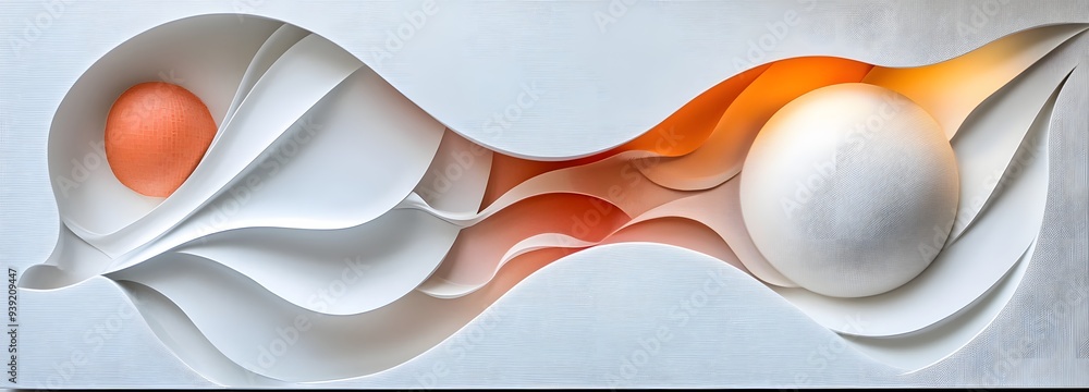 85. Elegant abstract 3D wall art with dynamic geometric shapes and a smooth ceramic circle surface