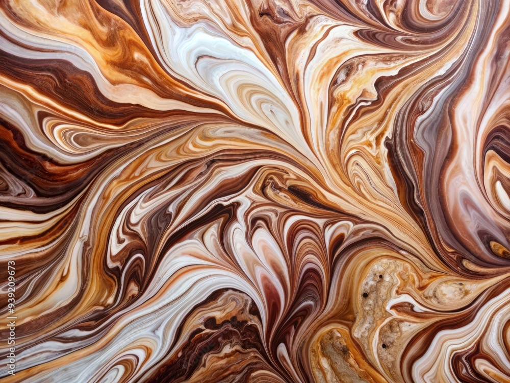 Marbled Masterpiece: Fluid, abstract, swirling, shades of brown, white, and pink, organic flow Marbled Masterpiece: Fluid, abstract, swirling, shades of brown, white, and pink, organic flow