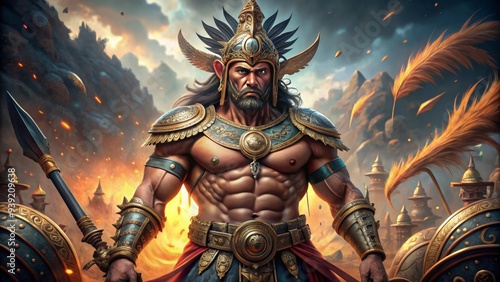 Wallpaper Mural Majestic Warrior Symbol: Bold edges, tribal motifs, epic battle scenes Torontodigital.ca