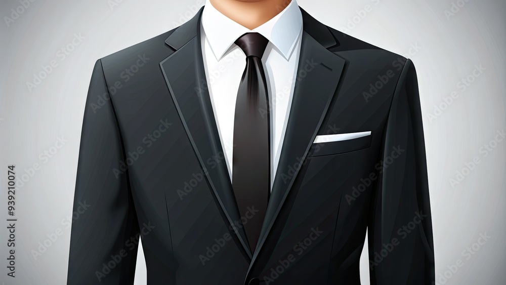 Stylish businessman icon in a modern flat design, wearing a sleek black suit and tie, symbolizing professionalism and corporate elegance in a minimalist style. Stylish businessman icon in a modern flat design, wearing a sleek black suit and tie, symbolizing professionalism and corporate elegance in a minimalist style.