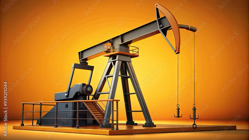 Stylized illustration of a traditional oil pump jack in a bold, modern design, symbolizing the energy and fossil fuel industries in a minimalist aesthetic. Stylized illustration of a traditional oil pump jack in a bold, modern design, symbolizing the energy and fossil fuel industries in a minimalist aesthetic.