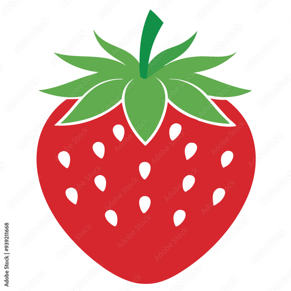 Fototapeta premium Red strawberry silhouette vector on a white background