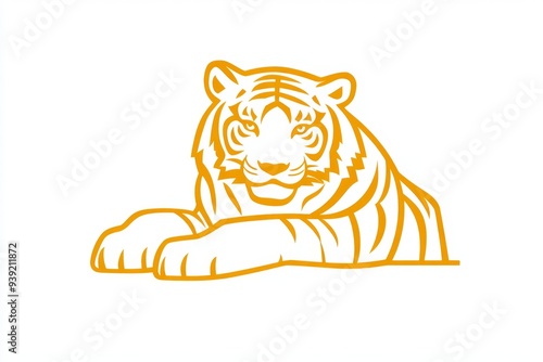 Golden Tiger Line Art.