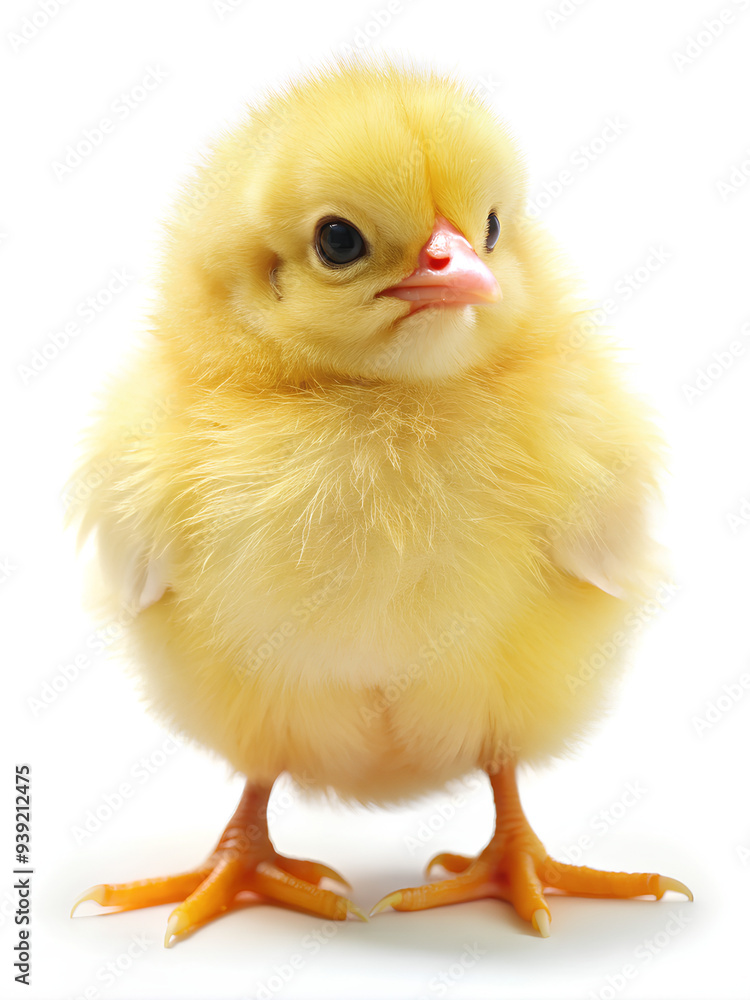 Obraz premium Tiny yellow chick, isolated on white background, Clipping path