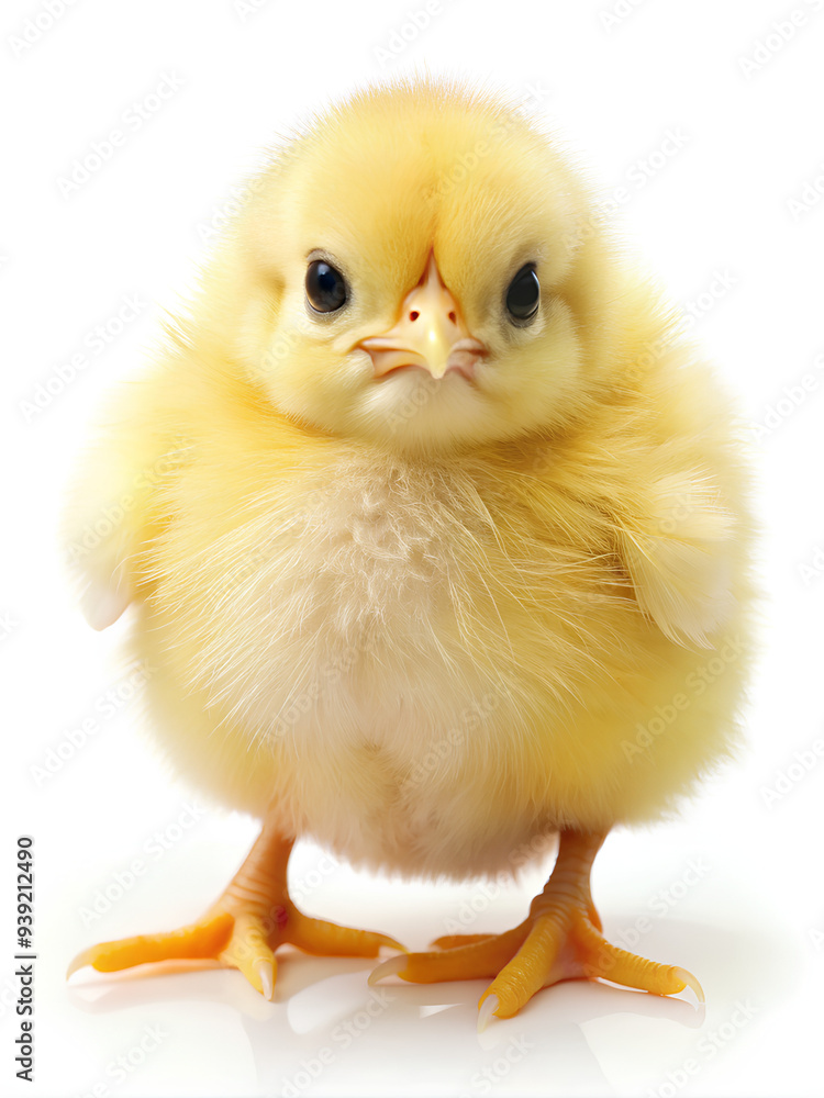 Obraz premium Tiny yellow chick, isolated on white background, Clipping path