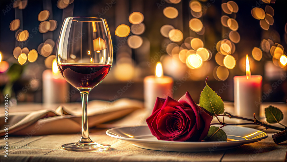 Romantic Candlelit Dinner with Wine and Rose on Elegant Table Setting with Copy Space
Romantic Candlelit Dinner with Wine and Rose on Elegant Table Setting with Copy Space