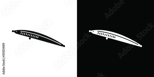 Bait Fishing Minnow icon Black line art vector logo set