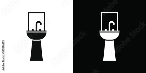 Bathroom sink icon Black line art vector logo set