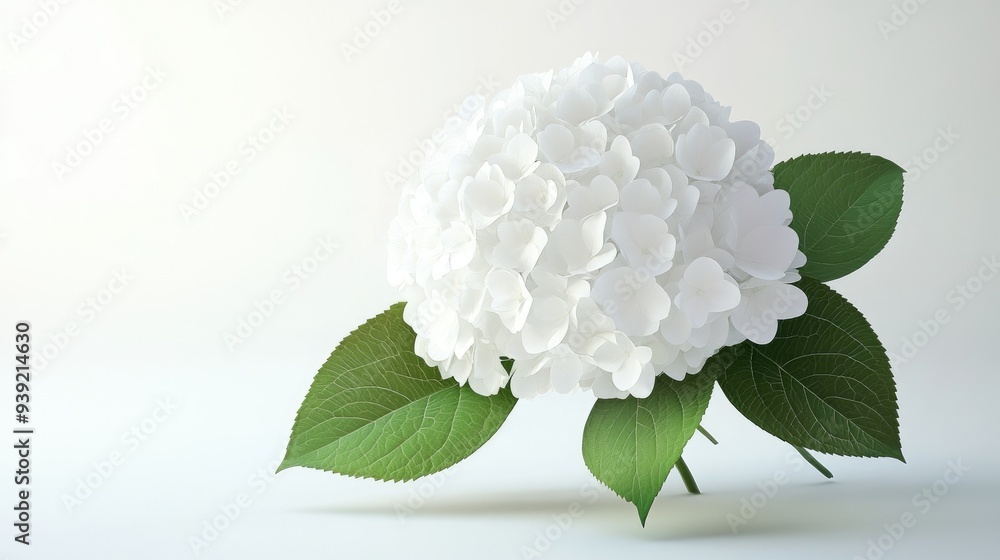 Lovely White Hydrangea flower isolated on white 3d background Lovely White Hydrangea flower isolated on white 3d background
