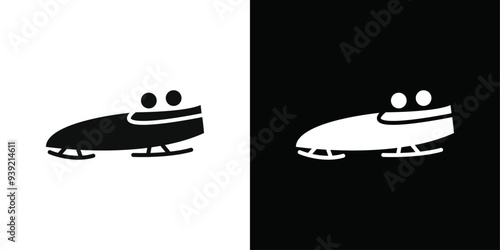 Bobsleigh icon Black line art vector logo set