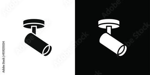 ceiling spotlight icon Black line art vector logo set