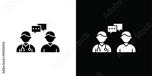 Chat consultation icon Black line art vector logo set