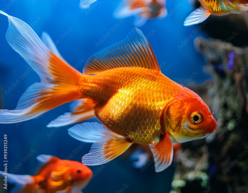 Vibrant School of Goldfish in an Aquarium Vibrant School of Goldfish in an Aquarium