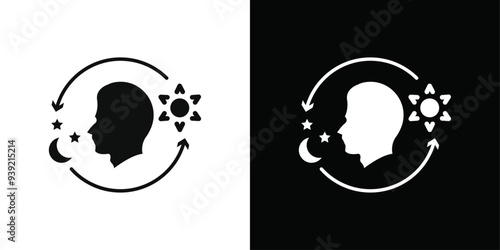 Circadian rhythms icon Black line art vector logo set