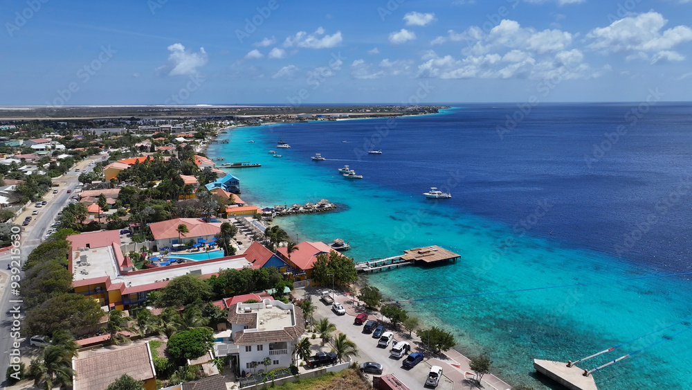 Bonaire Skyline At Kralendijk In Bonaire Netherlands Antilles. Caribbean Island. Downtown Skyline. Kralendijk At Bonaire Netherlands Antilles. Port Of Bonaire Landmark. Colored Buildings. Bonaire Skyline At Kralendijk In Bonaire Netherlands Antilles. Caribbean Island. Downtown Skyline. Kralendijk At Bonaire Netherlands Antilles. Port Of Bonaire Landmark. Colored Buildings.