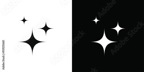 Diamond star icon Black line art vector logo set