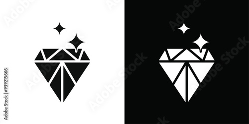 diamond icon Black line art vector logo set