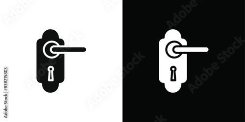 Door knob icon (2) Black line art vector logo set