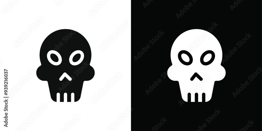 Fototapeta premium Evil skull icon Black line art vector logo set