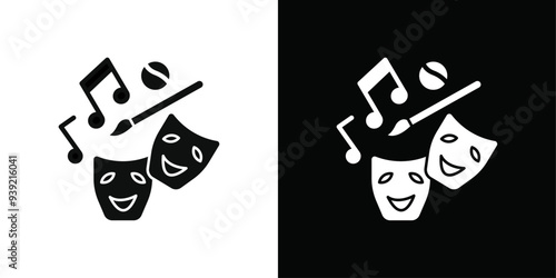 Extracurricular activities icon Black line art vector logo set