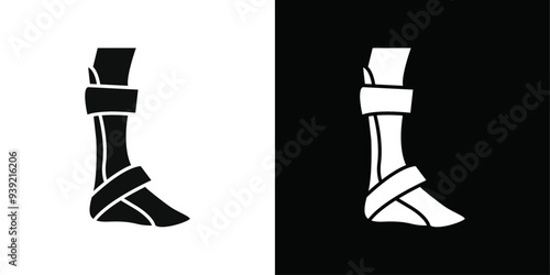 Foot splint icon Black line art vector logo set