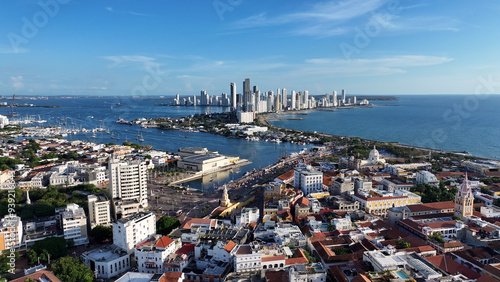 Cartagena Bay At Cartagena De Indias In Bolivar Colombia. Walls Of Cartagena Landscape. Medieval City. Cartagena De Indias At Bolivar Colombia. Cartagena Skyline. Historical Center. photo