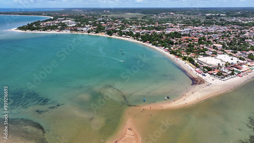 Scenic Bay Water In Santa Cruz Cabralia Bahia Brazil. Beach Landscape. Brazilian Northeast. Bahia Brazil. Seascape Outdoor. Scenic Bay Water In Santa Cruz Cabralia Bahia. Brazil Discovery Coast. photo