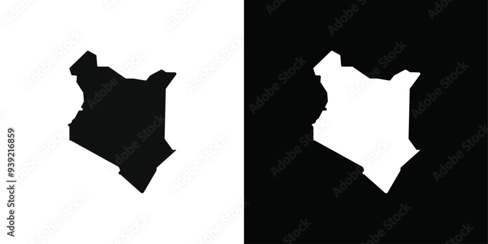 Kenya map icon Black line art vector logo set Kenya map icon Black line art vector logo set