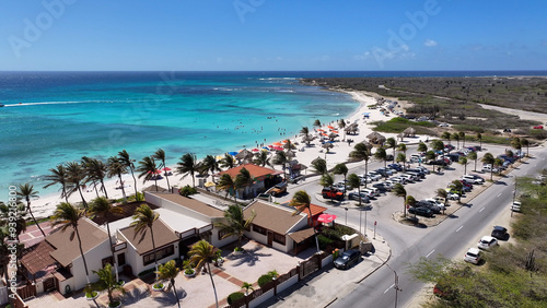 Arashi Beach At Oranjestad In Caribbean Netherlands Aruba. Beach Landscape. Caribbean Paradise. Oranjestad At Caribbean Netherlands Aruba. Seascape Outdoor. Nature Tourism. photo